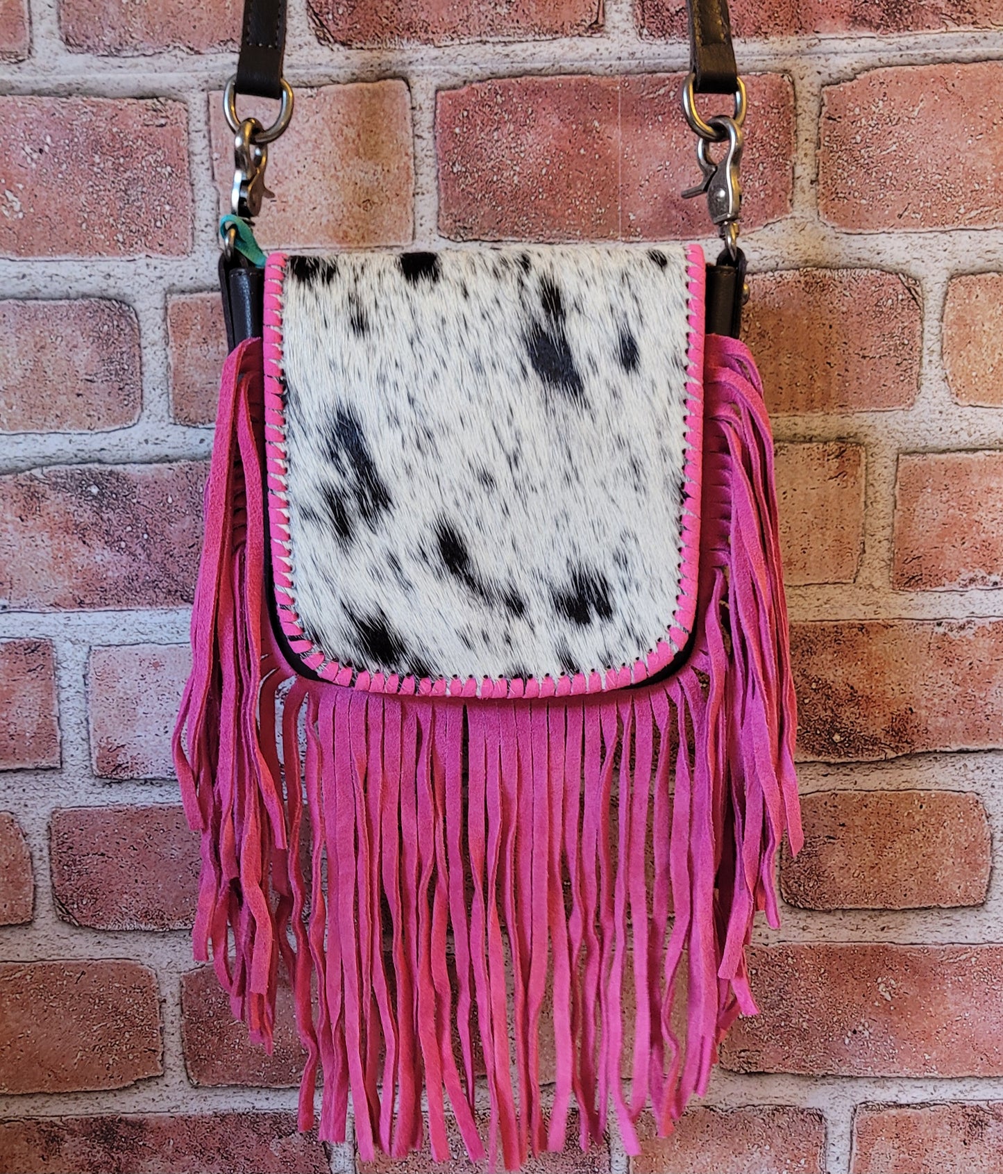 MONTANA WEST GENUINE LEATHER HAIR-ON FRINGE CROSSBODY BAG